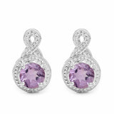 1.46 Carat Genuine Amethyst .925 Sterling Silver Earrings - Fashion Apparel 