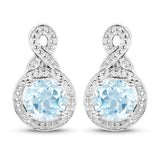 1.90 Carat Genuine Blue Topaz .925 Sterling Silver Earrings - Fashion Apparel 