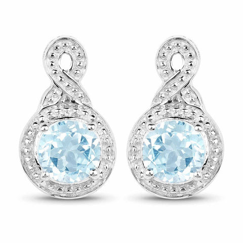 1.90 Carat Genuine Blue Topaz .925 Sterling Silver Earrings - Fashion Apparel 