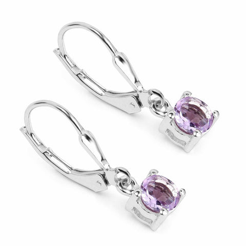 1.00 Carat Genuine Pink Amethyst .925 Sterling Silver Earrings - Fashion Apparel 