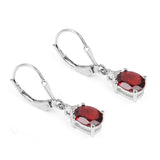 3.23 Carat Genuine Garnet and White Topaz .925 Sterling Silver Earrings - Fashion Apparel 