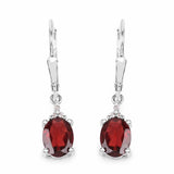 3.23 Carat Genuine Garnet and White Topaz .925 Sterling Silver Earrings - Fashion Apparel 