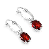 3.51 Carat Genuine Garnet and White Topaz .925 Sterling Silver Earrings - Fashion Apparel 