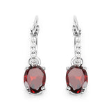 3.51 Carat Genuine Garnet and White Topaz .925 Sterling Silver Earrings - Fashion Apparel 