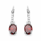 3.51 Carat Genuine Garnet and White Topaz .925 Sterling Silver Earrings - Fashion Apparel 