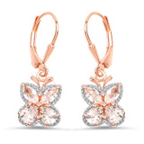 18K Rose Gold Plated 1.88 Carat Genuine Morganite .925 Sterling Silver Earrings - Fashion Apparel 