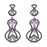 5.30 Carat Genuine Amethyst and Black Spinel .925 Sterling Silver Earrings - Fashion Apparel 