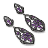 5.74 Carat Genuine Amethyst and Black Spinel .925 Sterling Silver Earrings - Fashion Apparel 