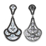 12.19 Carat Genuine Blue Topaz and Black Spinel .925 Sterling Silver Earrings - Fashion Apparel 