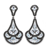 12.19 Carat Genuine Blue Topaz and Black Spinel .925 Sterling Silver Earrings - Fashion Apparel 