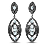 8.80 Carat Genuine Blue Topaz and Black Spinel .925 Sterling Silver Earrings - Fashion Apparel 