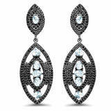 8.80 Carat Genuine Blue Topaz and Black Spinel .925 Sterling Silver Earrings - Fashion Apparel 