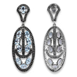 13.80 Carat Genuine Blue Topaz and Black Spinel .925 Sterling Silver Earrings - Fashion Apparel 
