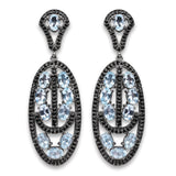 13.80 Carat Genuine Blue Topaz and Black Spinel .925 Sterling Silver Earrings - Fashion Apparel 