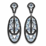 13.80 Carat Genuine Blue Topaz and Black Spinel .925 Sterling Silver Earrings - Fashion Apparel 