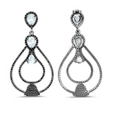 8.81 Carat Genuine Blue Topaz and Black Spinel .925 Sterling Silver Earrings - Fashion Apparel 