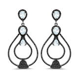 8.81 Carat Genuine Blue Topaz and Black Spinel .925 Sterling Silver Earrings - Fashion Apparel 