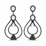 8.81 Carat Genuine Blue Topaz and Black Spinel .925 Sterling Silver Earrings - Fashion Apparel 