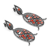 7.63 Carat Genuine Garnet and Black Spinel .925 Sterling Silver Earrings - Fashion Apparel 