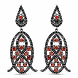 7.63 Carat Genuine Garnet and Black Spinel .925 Sterling Silver Earrings - Fashion Apparel 