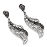 3.28 Carat Genuine White Topaz and Black Spinel .925 Sterling Silver Earrings - Fashion Apparel 