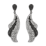 3.28 Carat Genuine White Topaz and Black Spinel .925 Sterling Silver Earrings - Fashion Apparel 