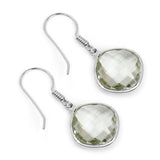 18.10 Carat Genuine Green Amethyst .925 Sterling Silver Earrings - Fashion Apparel 