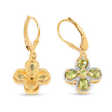 14K Yellow Gold Plated 1.42 Carat Genuine Peridot .925 Sterling Silver Earrings - Fashion Apparel 