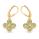 14K Yellow Gold Plated 1.42 Carat Genuine Peridot .925 Sterling Silver Earrings - Fashion Apparel 
