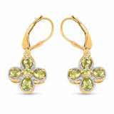 14K Yellow Gold Plated 1.42 Carat Genuine Peridot .925 Sterling Silver Earrings - Fashion Apparel 