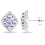 1.48 Carat Genuine Tanzanite and White Topaz .925 Sterling Silver Earrings - Fashion Apparel 