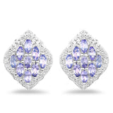 1.48 Carat Genuine Tanzanite and White Topaz .925 Sterling Silver Earrings - Fashion Apparel 