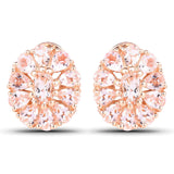 14K Rose Gold Plated 3.46 Carat Genuine Morganite .925 Sterling Silver Earrings - Fashion Apparel 