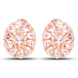 14K Rose Gold Plated 3.46 Carat Genuine Morganite .925 Sterling Silver Earrings - Fashion Apparel 