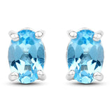 1.30 Carat Genuine Swiss Blue Topaz .925 Sterling Silver Earrings - Fashion Apparel 