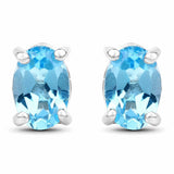 1.30 Carat Genuine Swiss Blue Topaz .925 Sterling Silver Earrings - Fashion Apparel 