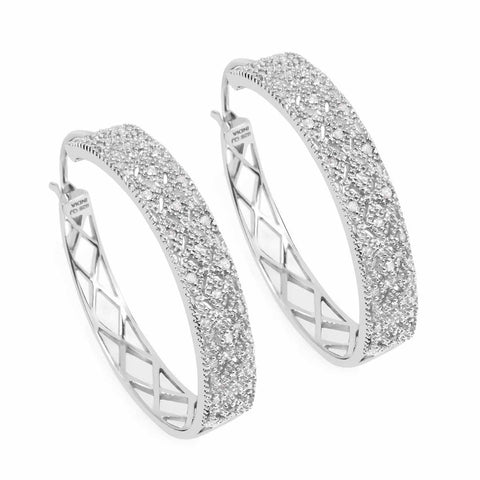 0.31 Carat Genuine White Diamond .925 Sterling Silver Earrings - Fashion Apparel 