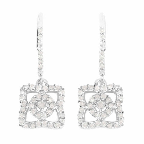 0.56 Carat Genuine White Diamond .925 Sterling Silver Earrings - Fashion Apparel 