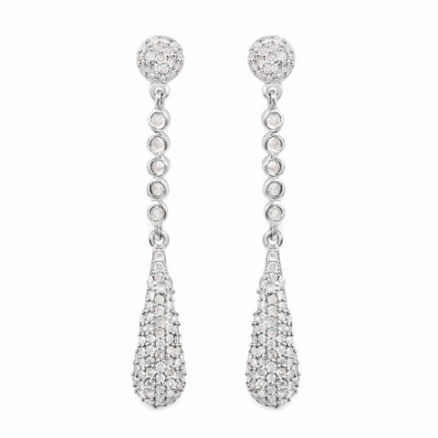0.97 Carat Genuine White Diamond .925 Sterling Silver Earrings - Fashion Apparel 