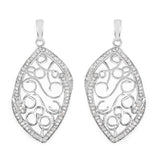 0.73 Carat Genuine White Diamond .925 Sterling Silver Earrings - Fashion Apparel 