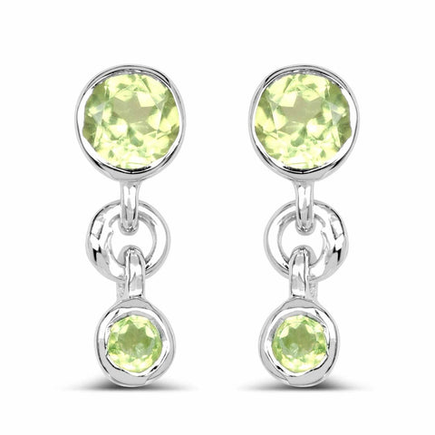 0.62 Carat Genuine Peridot .925 Sterling Silver Earrings - Fashion Apparel 