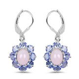 4.92 Carat Genuine Pink Opal & Tanzanite .925 Sterling Silver Earrings - Fashion Apparel 