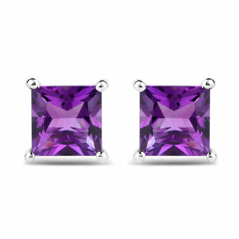 5.00 Carat Genuine Amethyst .925 Sterling Silver Earrings - Fashion Apparel 