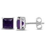 2.00 Carat Genuine Amethyst .925 Sterling Silver Earrings - Fashion Apparel 