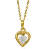 Round Crystal Stone With Gold Plated Sterling Silver Pendant - Fashion Apparel 