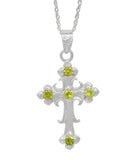 Sterling Silver Pendant With 4 Round Peridot Stones And Rhodium Plating - Fashion Apparel 
