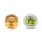 14K Yellow Gold Plated 1.16 Carat Genuine Peridot & White Topaz .925 Sterling Silver Earrings - Fashion Apparel 