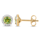 14K Yellow Gold Plated 1.16 Carat Genuine Peridot & White Topaz .925 Sterling Silver Earrings - Fashion Apparel 