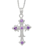Sterling Silver Pendant With Rhodium Plated And 4 Beautiful Round Amethyst Stones - Fashion Apparel 