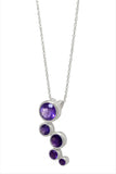 Sterling Silver Pendant With Round Amethyst Stones And Rhodium Plating - Fashion Apparel 